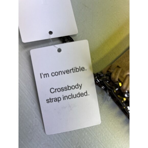 J Bag Adjustable Clutch Crossbody Detachable Metal Strap Tan Foldover - Picture 4 of 13